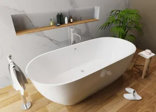 Ванна из литьевого мрамора Эстет Miami silk ФР-00014382 180x79см белый матовый